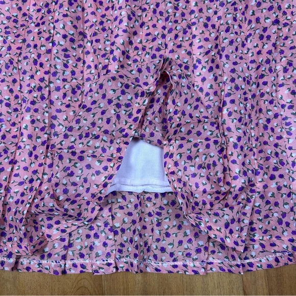 Blue Cherry Pink Pleated Skater Mini Skirt for Casual Wear - Picture 6 of 8